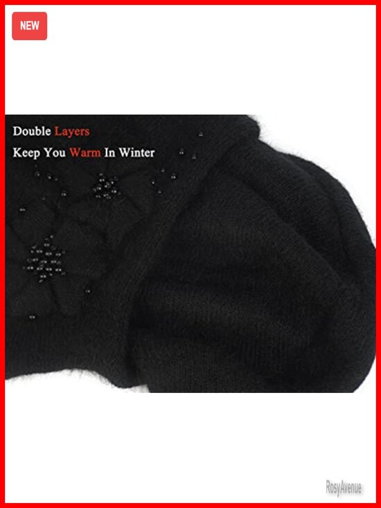 Women Winter Knit Beret Hat Rabbit Hair French Style Classic Warm Casual Beanie main image 5